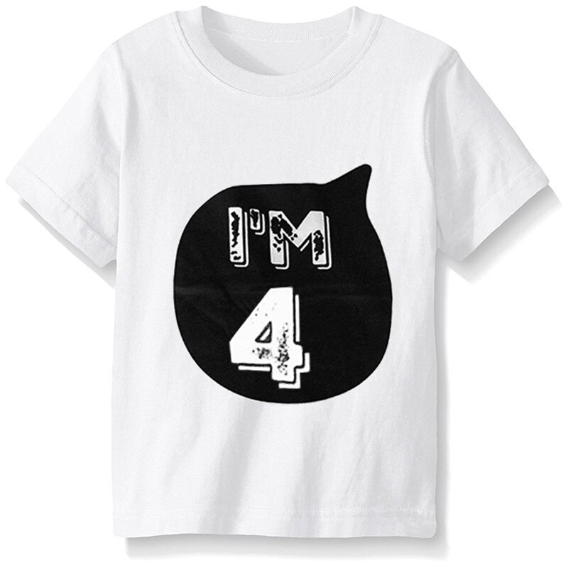 Nummer 1 2 3 4 Print Kids Tshirt Jongen Meisje T-shirt Voor Kinderen Peuter Jongen Kleding Top Tees meisje Verjaardag Wit Tee: 4