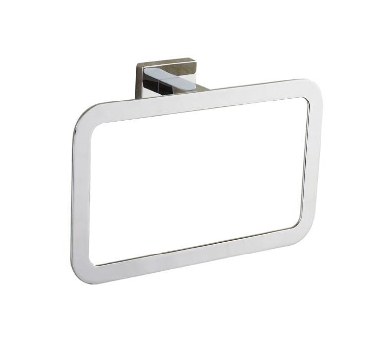 Moderne håndkleringer i rent gull håndkleholder i rustfritt stål firkantet veggmontert håndklekrok baderomstilbehør hjemmedekorasjon: Krom