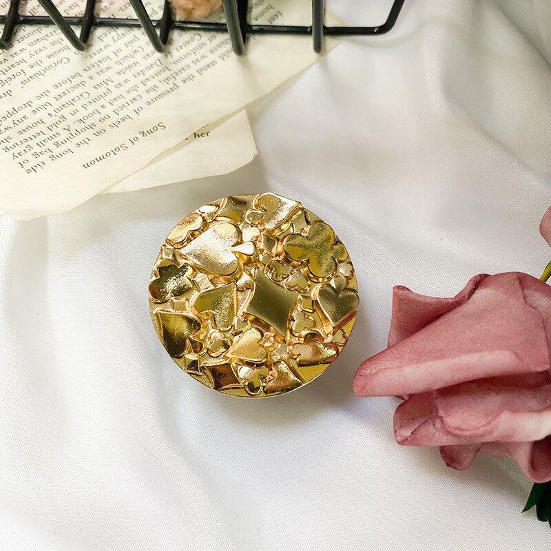 Universal Retro Irregular Geometric Grip Tok Korea Phone Holders Stand Griptok Socket For Phones Support Telephone Bracket: Gold Round 03