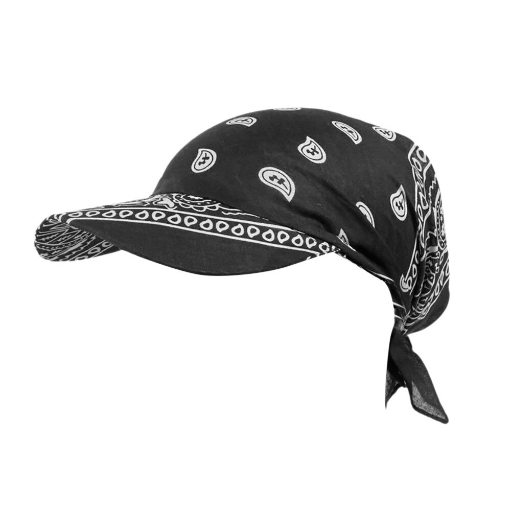 Kvinder indien muslimsk retro kasket blomstret bomuldshåndklæde kasket skygge turban sommer solhatte baseball hat wrap til kvinder  #40: Sort