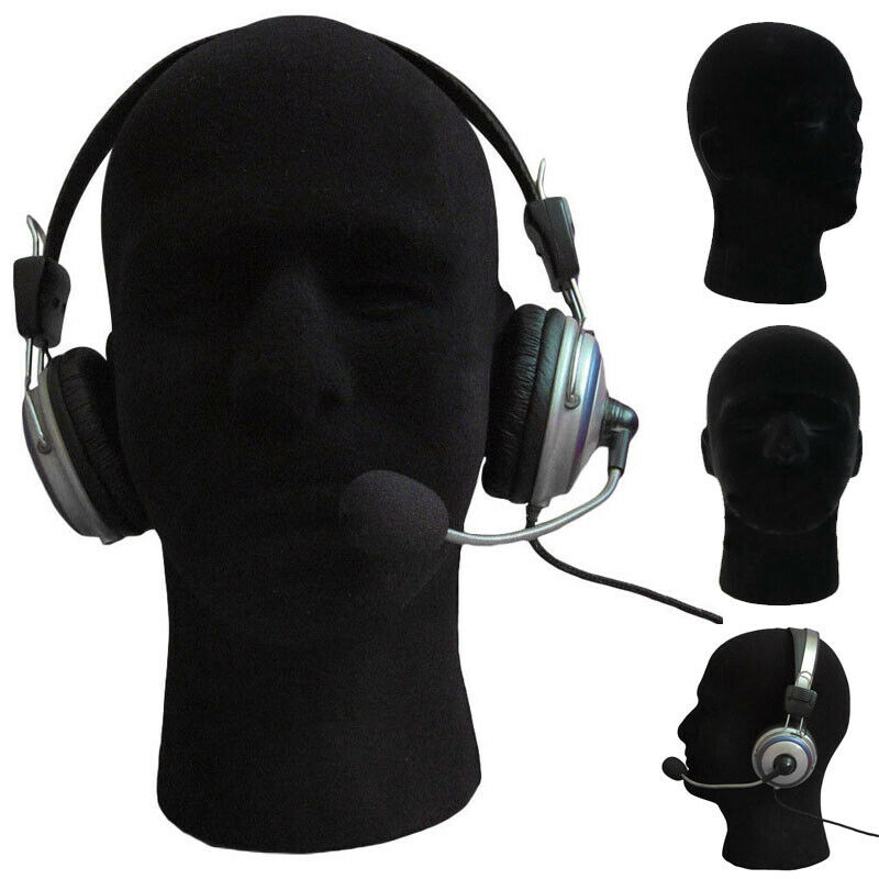Cabeza de Maniquí de espuma negra para hombre, modelo de cabeza de Maniquí de espuma de poliestireno, peluca, gafas, sombrero, soporte de exhibición, de