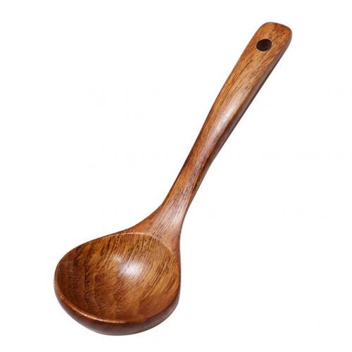 Colher de chá de madeira com alça longa, colher de chá para sopa, sobremesa, arroz, utensílio de cozinha, colheres de madeira para sopa, cozinhar: Default Title