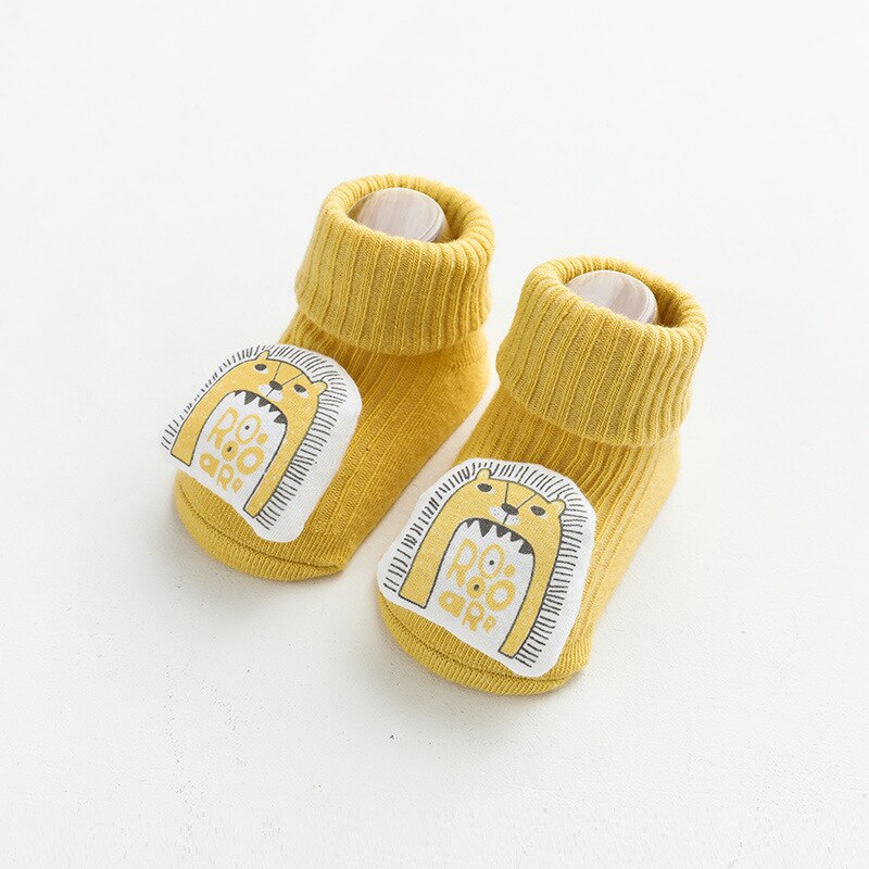 Herbst Winter Weiche Baumwolle Baby Mädchen Socken Neugeborenen Karikatur Ebene Baby Socken Kleinkind Baby Junge Socken Anti Unterhose Boden Socke frühling: Gelb Löwe