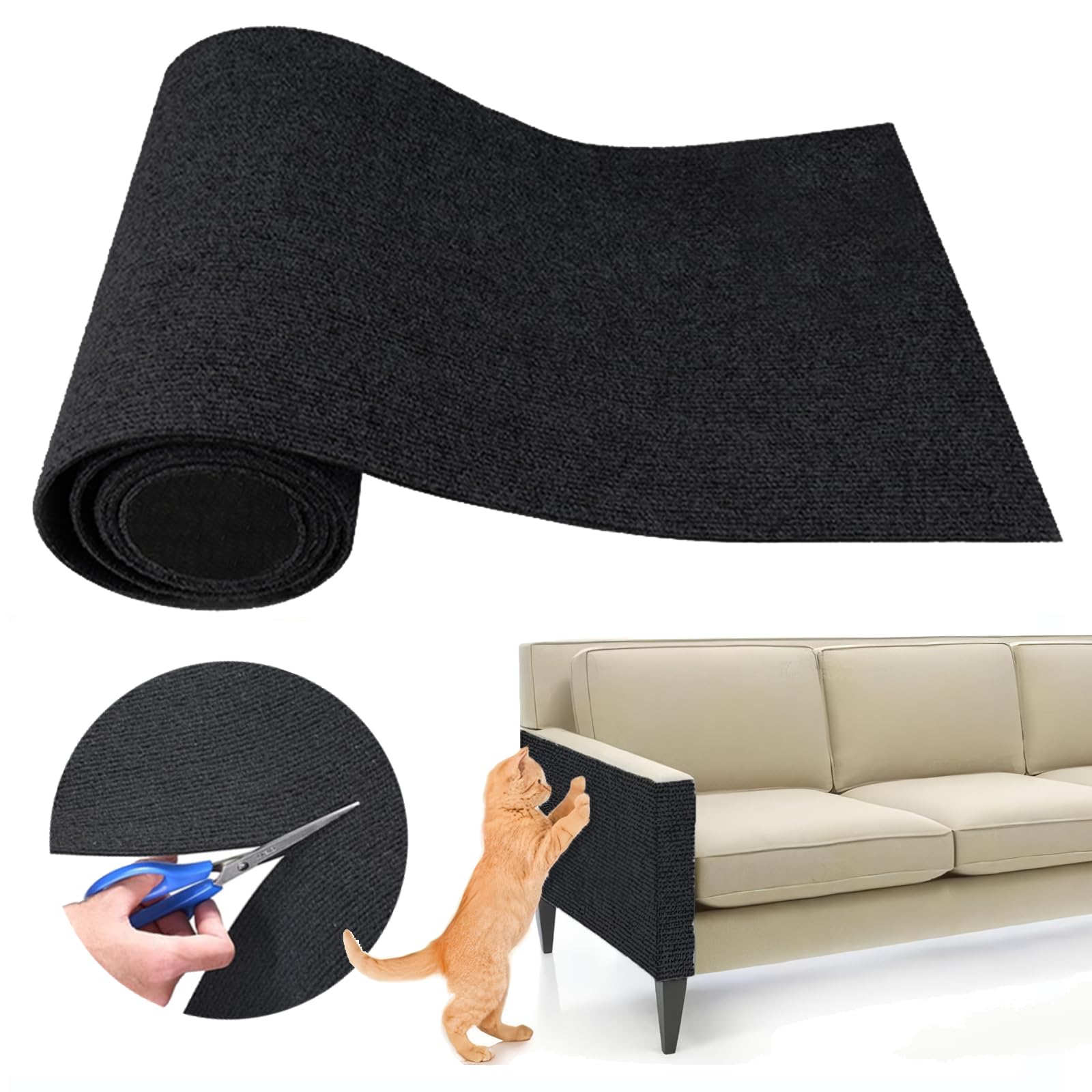 Tapis Auto-Adhésif à Gratter pour Chat, Planche Murale Anti-Rayures pour Canapé, Protection de Canapé, Aiguiser les Pattes, Réglable, DIY: XS / Rouge
