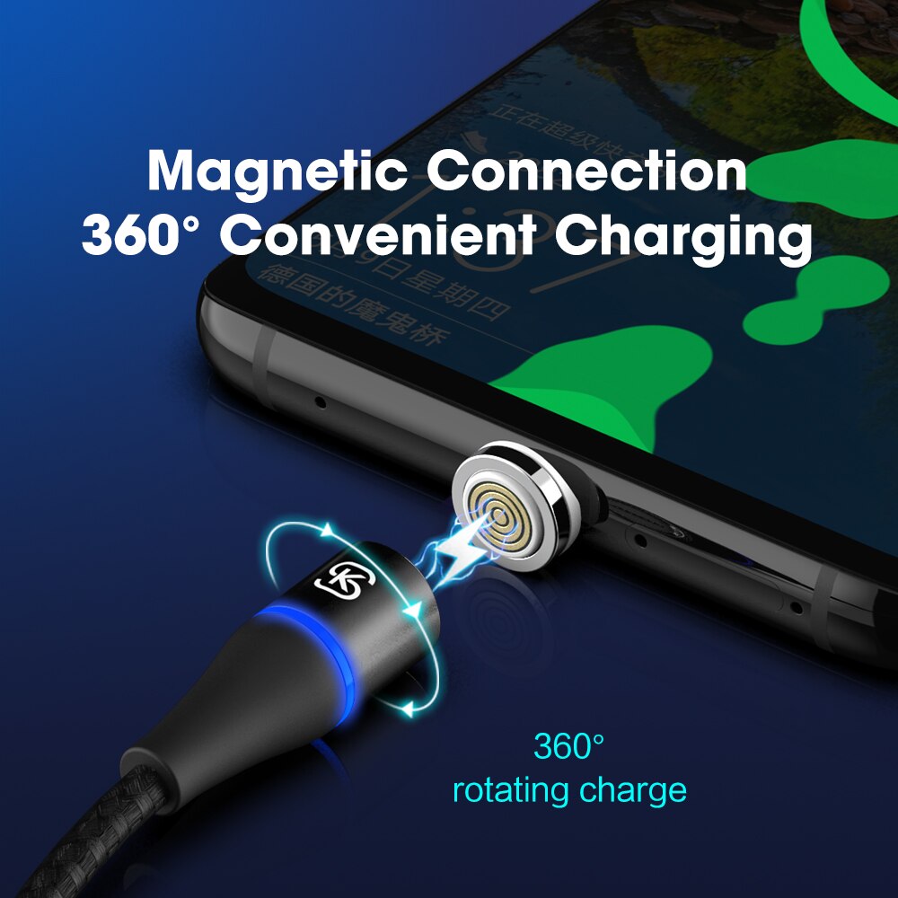 Sikai cabo usb carregador rápido 3 em 1 5a, cabo de carregamento rápido e magnético para huawei honor view 20 usb c 5a qc4.0 para honor 10 30pro