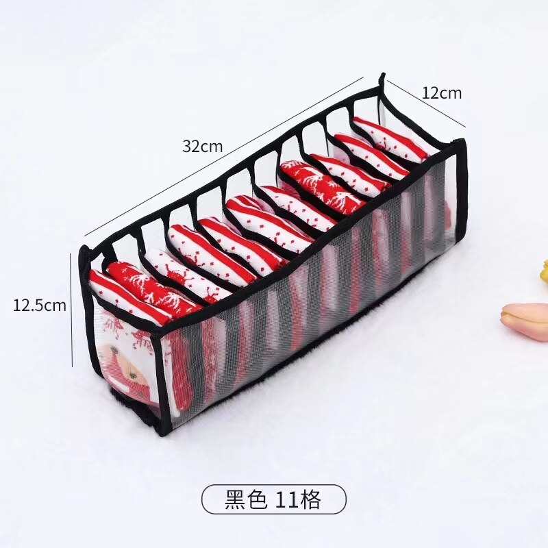 Organizador de armario para ropa interior, divisor de armario para el hogar, caja de almacenamiento para ropa, cajón plegable: Black 11 grids