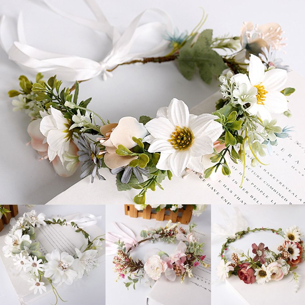 Handgemaakte haarsieraden strandkrans bruids haarband hoofddeksels voor bruiloft bloem tiara bloemenkransen slinger kroon