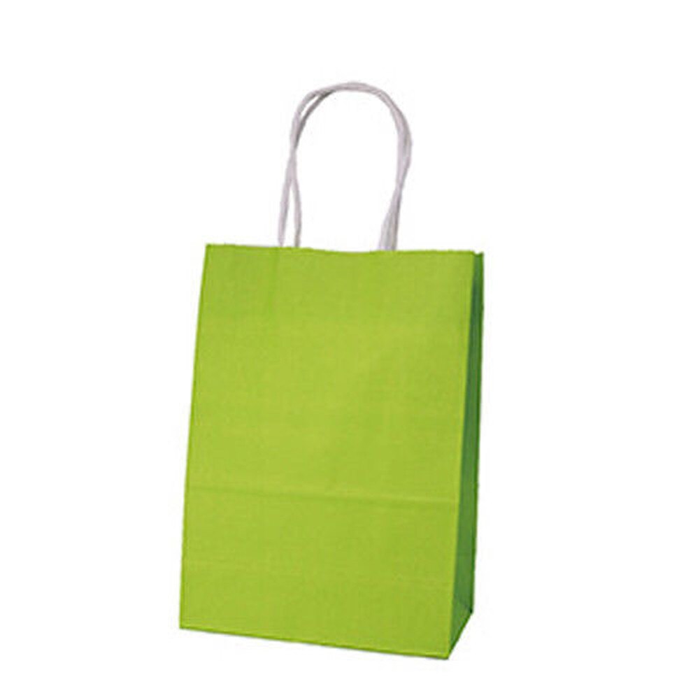 Kraftpapir poser stand up poser børnefest fødselsdag mad papir kraft segl pakning behandle bryllup taske forsyninger med håndtag: Græsgrøn