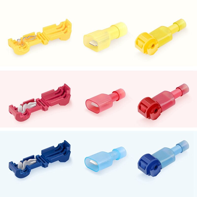 120 Pcs/60 Pairs Quick Splice Wire Terminals T-Tap Self-Stripping With Nylon Fully Insulated Male Quick Disconnects Kit