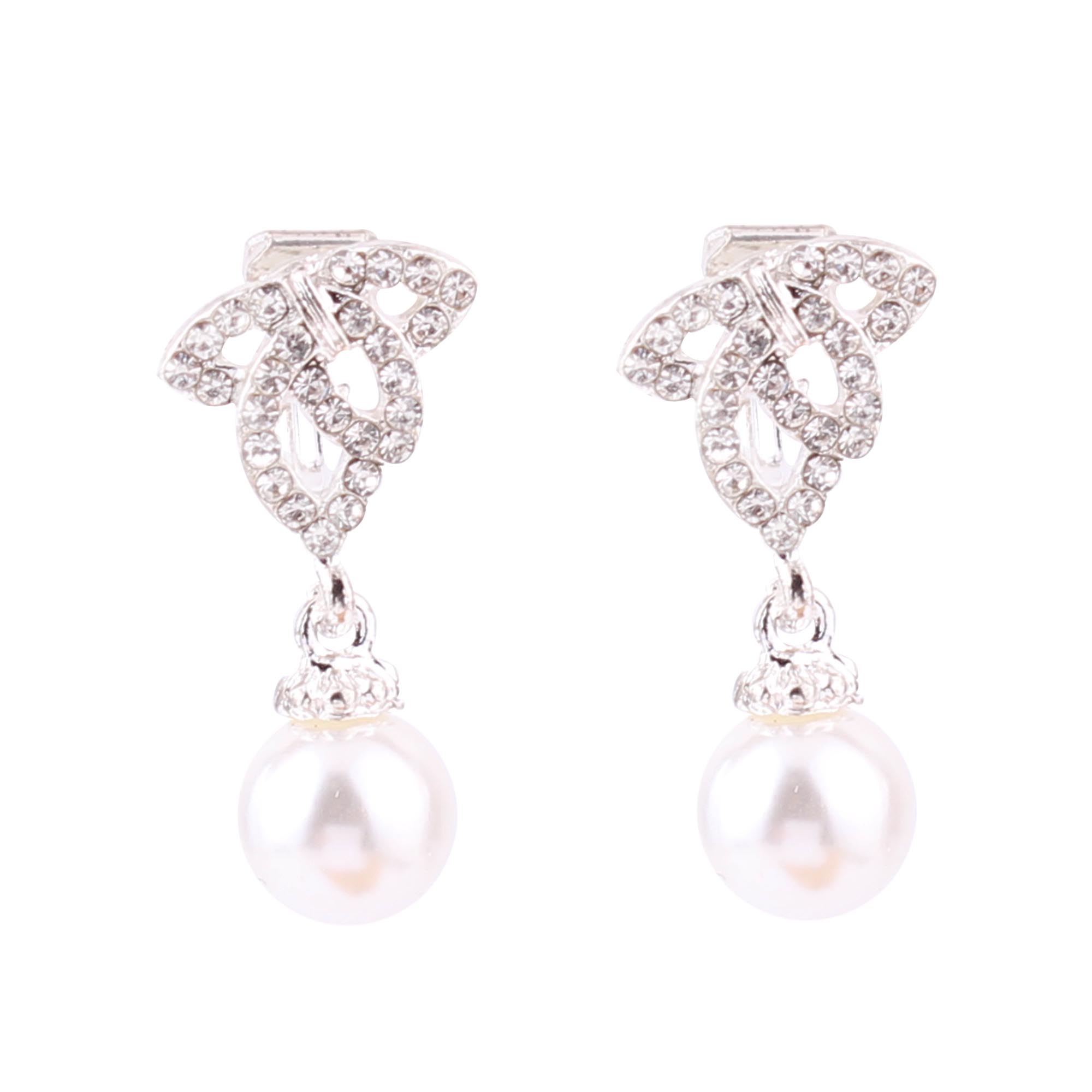 WENHQ Simulated Pearl Rhinestone Earrings Cute Clip on Earrings Non Piercing Earrings for Women No Hole Ear Clip: Style 4