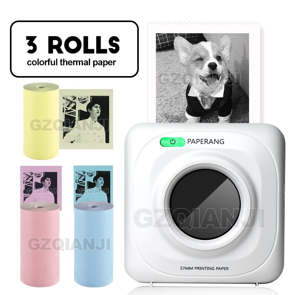 PAPERANG P1 58mm imprimante thermique Photo Portable Mini Bluetooth 4.0 Android iOS téléphone connexion sans fil Mini imprimantes de poche: Add 3Color Paper