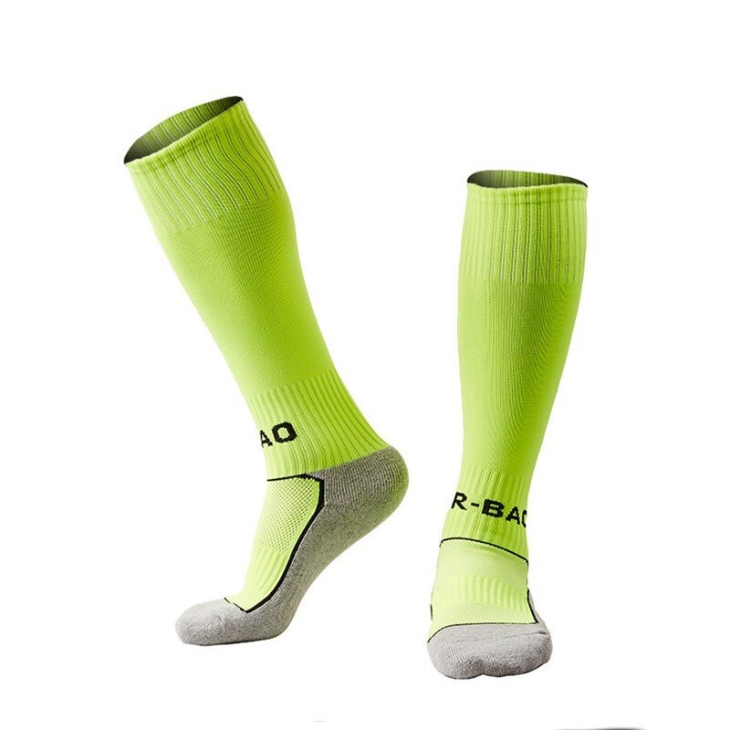 10 kolorów dla dzieci chłopiec Sport Baseball piłka nożna piłka nożna zwykły długie skarpetki na kolanówki hokej chłopcy piłka nożna skarpety: Fluorescent green / 3-7 Years old
