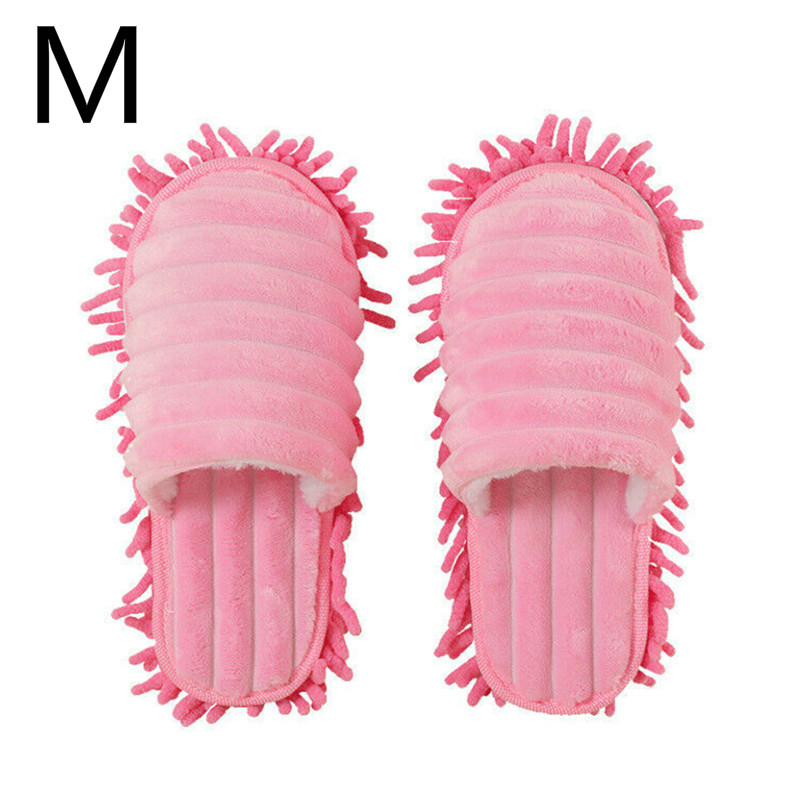 1 par de zapatillas de suelo para limpieza de pies, zapatillas mopa para casa perezosa, chanclas para el hogar, herramientas de limpieza: Pink M
