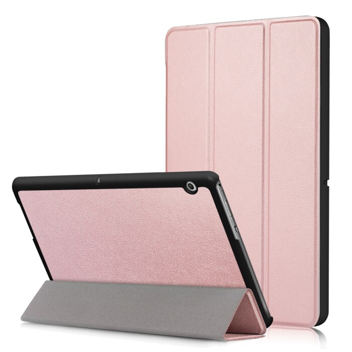 Case For Huawei MediaPad T3 10 AGS-L09 AGS-L03 9.6 inch Cover Tablet for Honor Play Pad 2 9.6 Slim Flip PU Case+Film+Pen: rose gold