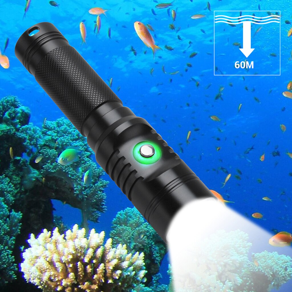 Lampe-Torche de plongée Sports Nautiques LED Étanche PLONGÉE Tactile Lampe Lumineuse Superbe Rechargeable Lampes de Poche