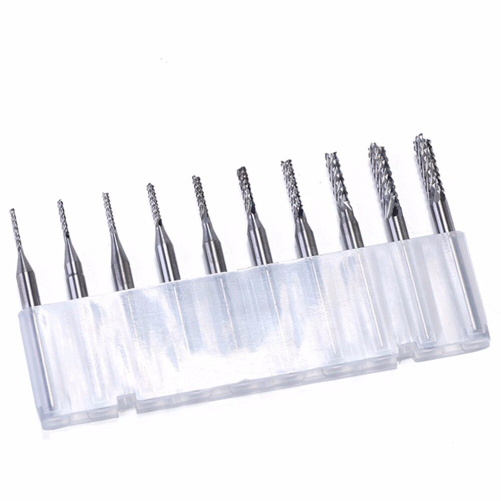 10 Pieces Set Tungsten Carbide Extended PCB Corn Cutter CNC Engraving Wood Router Corn Milling Cutter PCB Drill