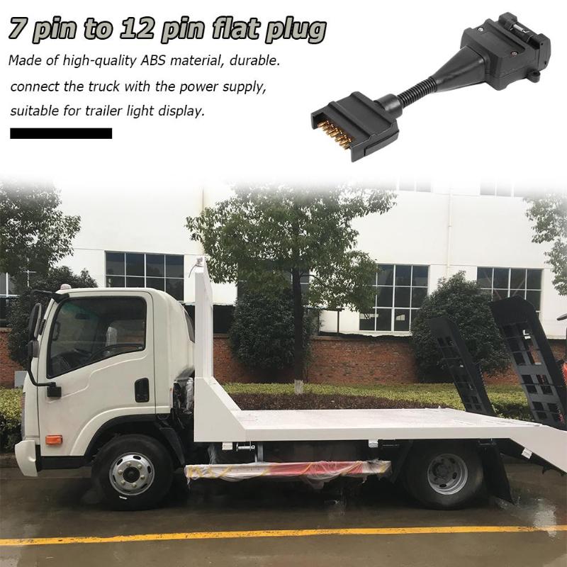 Durable 7 to 12 Pin AU Flat Male Trailer Socket Plug Connector Adapter ABS Portable Plug and Play Easy to Use for Trailer Auto