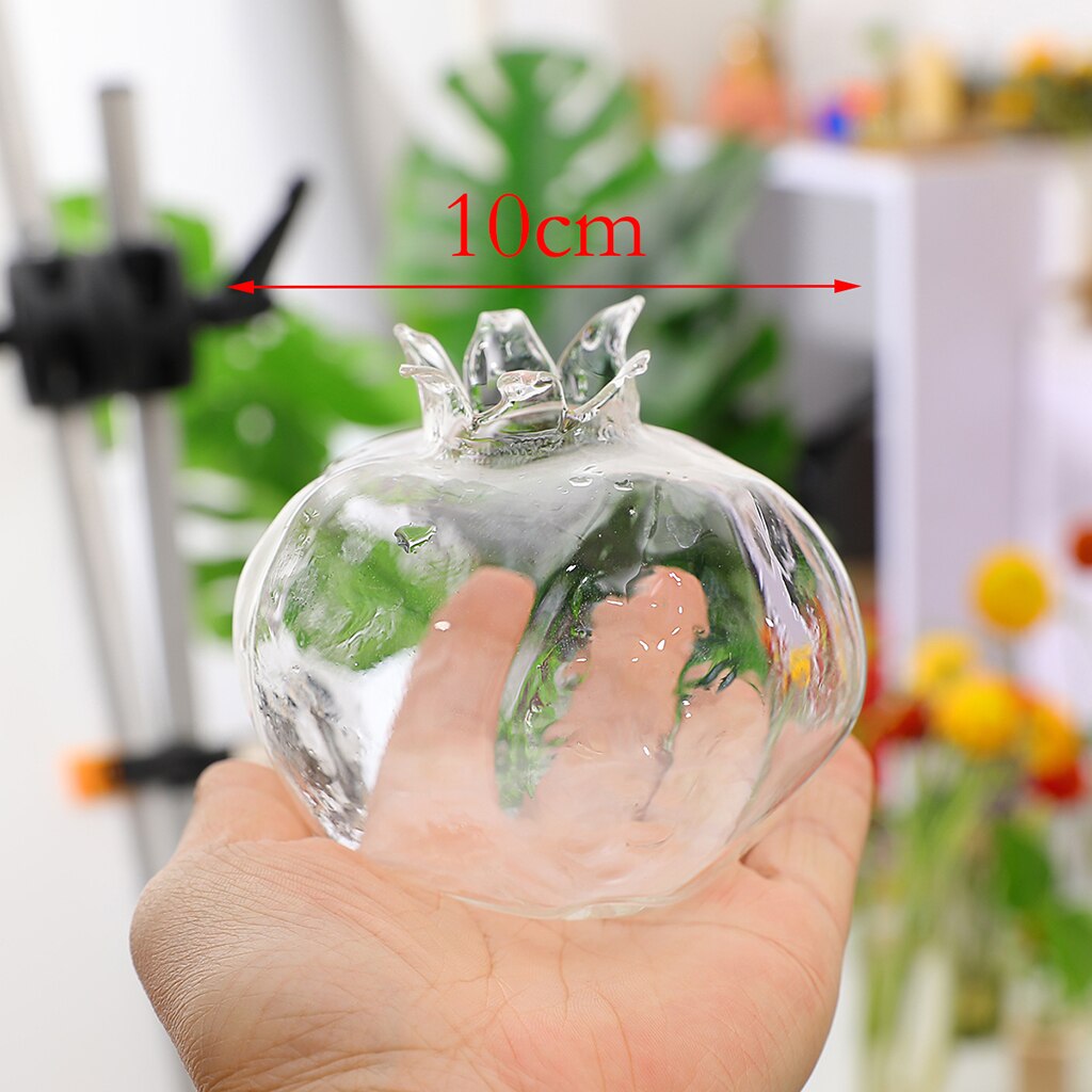 Liten granatäpple form klar glas vas blomma växter terrarium vas behållare