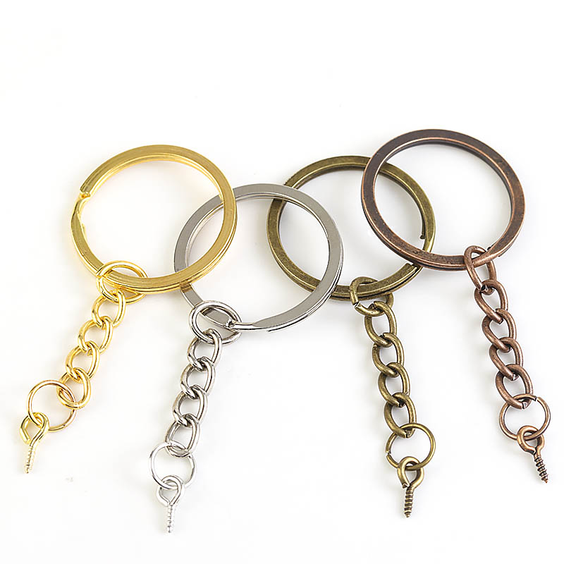 10pcs Screw Eye Pin Key Chain Key Ring keychain Bronze Rhodium Gold Color Keyrings Split Rings With Screw Pin Jewelry Making
