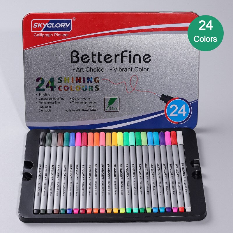 24/48/72/102 Kleuren Aquarel Markers Voor Tekening Set Viltstiften Voor Kinderen 0.4Mm Fijne tip Schetsen Markers Art Supplies: 24 Colors
