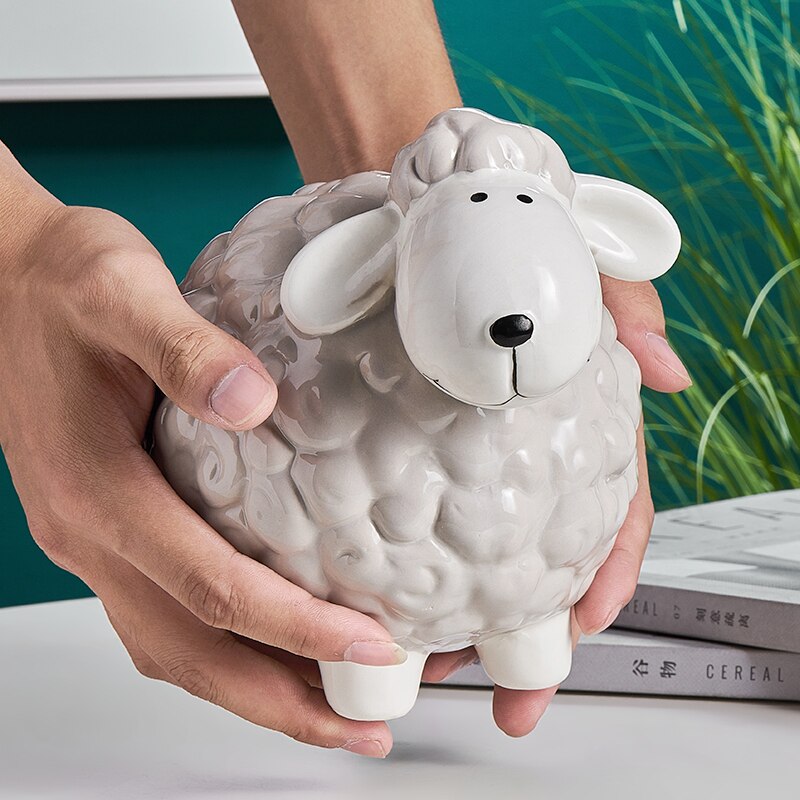 Modern minimalist resin animal model lamb bedroom living room desktop decoration children's piggy bank storage tank DXUIALOI