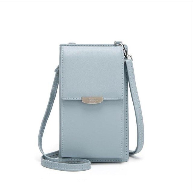 Último dia 70% de desconto! Tudo-em-um crossbody saco de telefone feminino ombro mensageiro bolsa multi-função bolsa carteira saco de cartão: BLUE