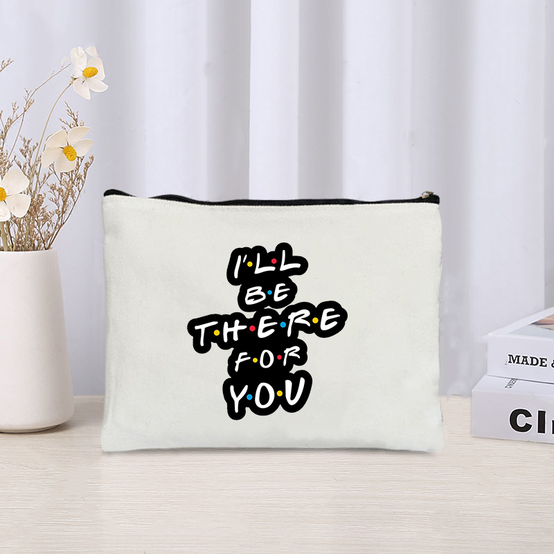 TV Show Friends Travel Cosmetic Organizer Kawaii Makeup Bag for Women Purse Eco-friendly Canvas Pencil Case Make up Pouch Bags: Clear
