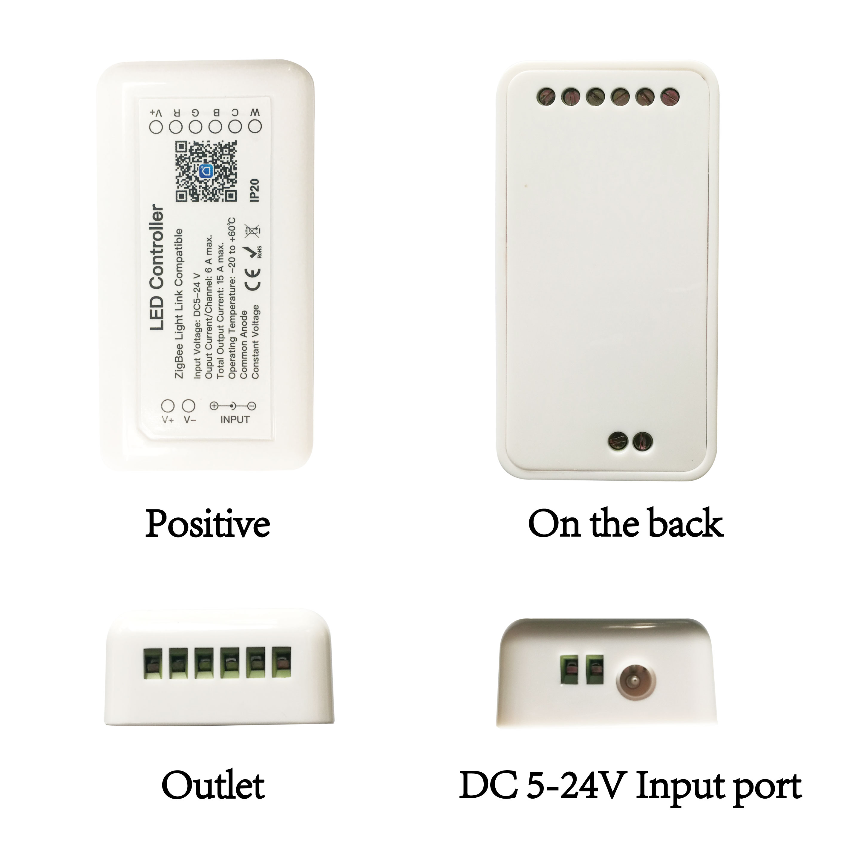 IHSENO Tuya Zigbee Controller LED intelligente Controller RGB + CCT Controller per strisce luminose a 6 pin DC12-24V Funziona con Alexa Google Assistant