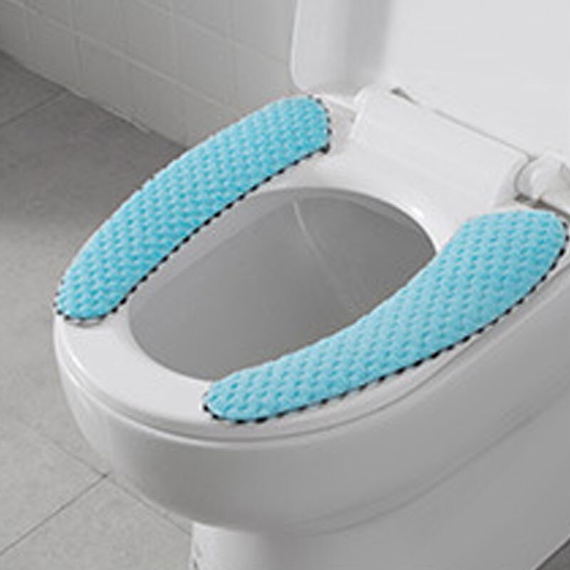 Vinter tyk pasta toiletsæde ringpude cirkel universal vaskbart badeværelsestilbehør toiletsædebetræk vandtæt: Blå