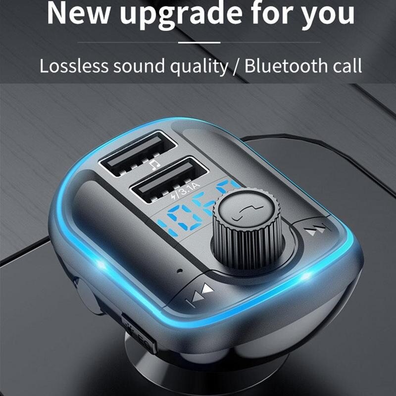 Samochodowy zestaw głośnomówiący bezprzewodowy zestaw Bluetooth 5.0 ładowarka robić przekaźnika FM samochód MP3 2 radio samochodowe modulator USB akcesoria adapter FM I5N4