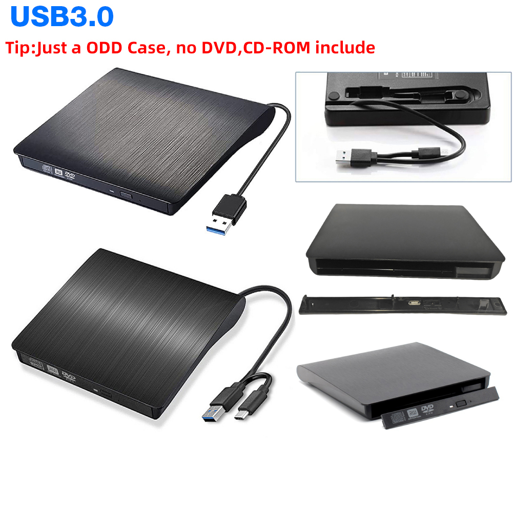 9.5mm/12.7mm SATA To USB CD ROM ODD Case Box USB 3.0 + Type-C Optical Drive Case Slim DVD External Enclosure(No Optical Drive)