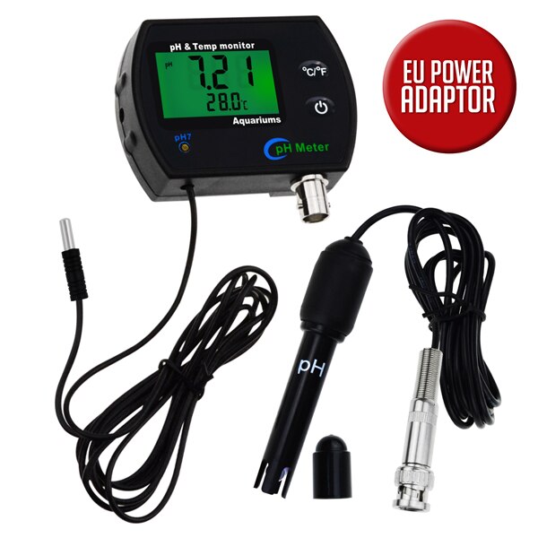 PH &amp; Temperature 2-in-1 Continuous Monitor Meter w/ Backlight Water Monitoring Kit 0.00~14.00pH degC/ degF Dual Display: PHM-245-EU