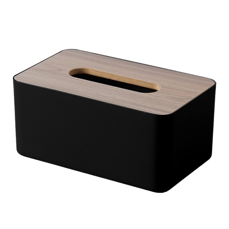 Living Room Desktop Japanese Bamboo And Wood Tissue Box Simple Drawing Paper Box Household Multi-Functional Storage Box: BK