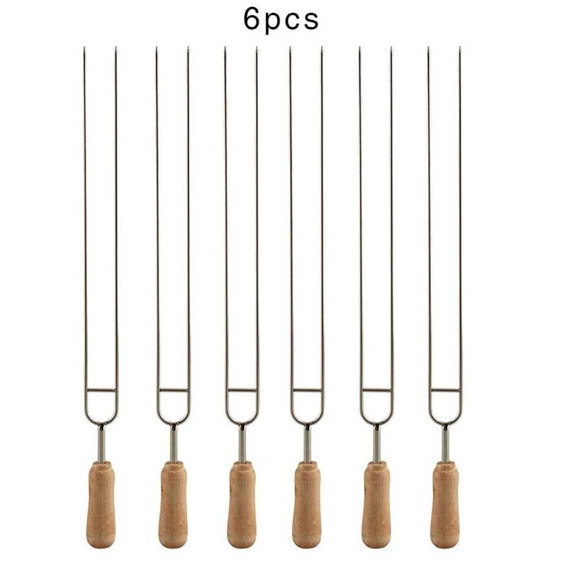 6pcs Stainless Steel U-Shaped Barbecue Brazing Fork Needle BBQ Grilling Skewers