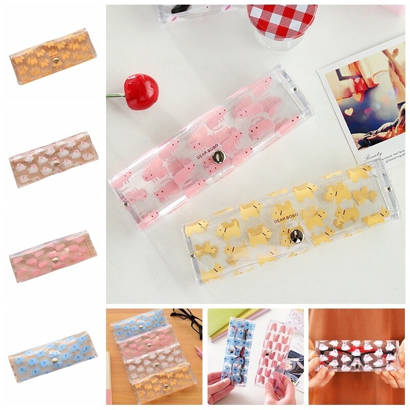 1Pc Cartoon Fruit Patroon Leuke Brillen Case Glas Protector Meisjes Pu Leer Glas Case Eyewear Glazen Doos 16.5X6.2X3.9Cm Pvc: random 152x47x28mm