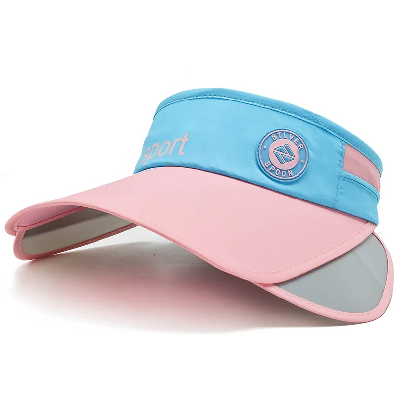 Frauen Sommer versenkbare Krempe leeren Zylinder verstellbaren Buchstaben Sonnenblende Kappe im Freien lässig Anti-UV-Strand Sport Baseball kappe: Rosa