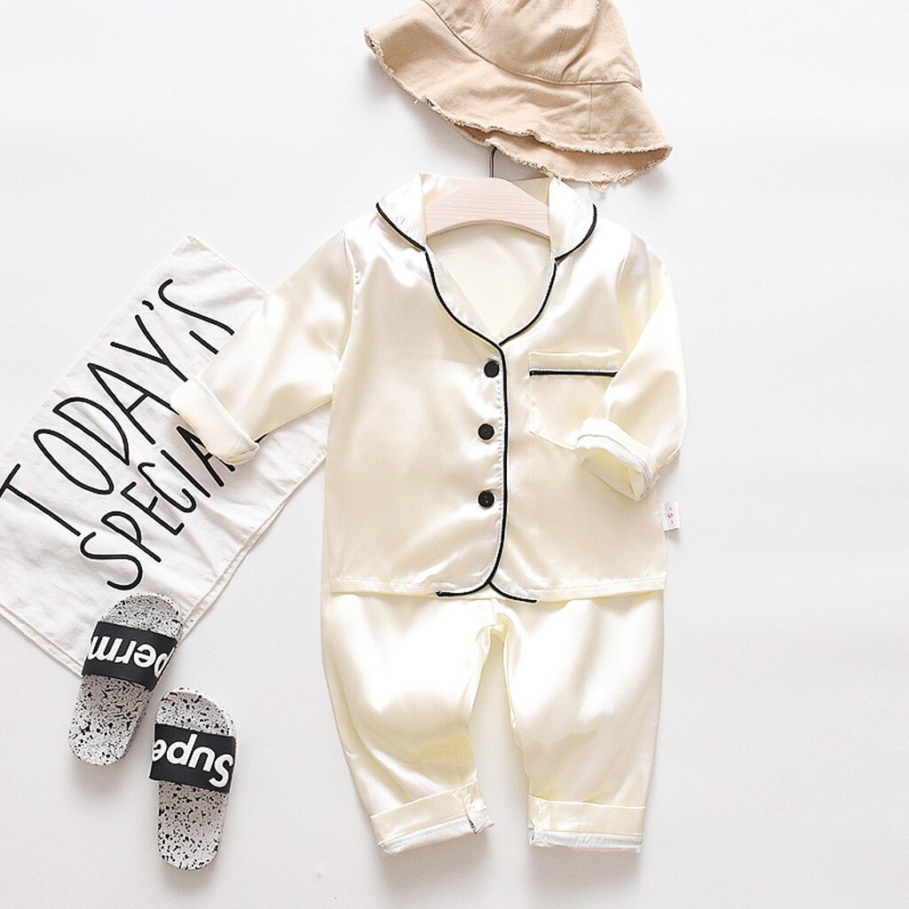 *45 Toddler Baby Boy Pajamas Long Sleeve Solid Tops+pants Pajamas Sleepwear Outfits Pajama Kids Pijama Infantil Пижама Детская