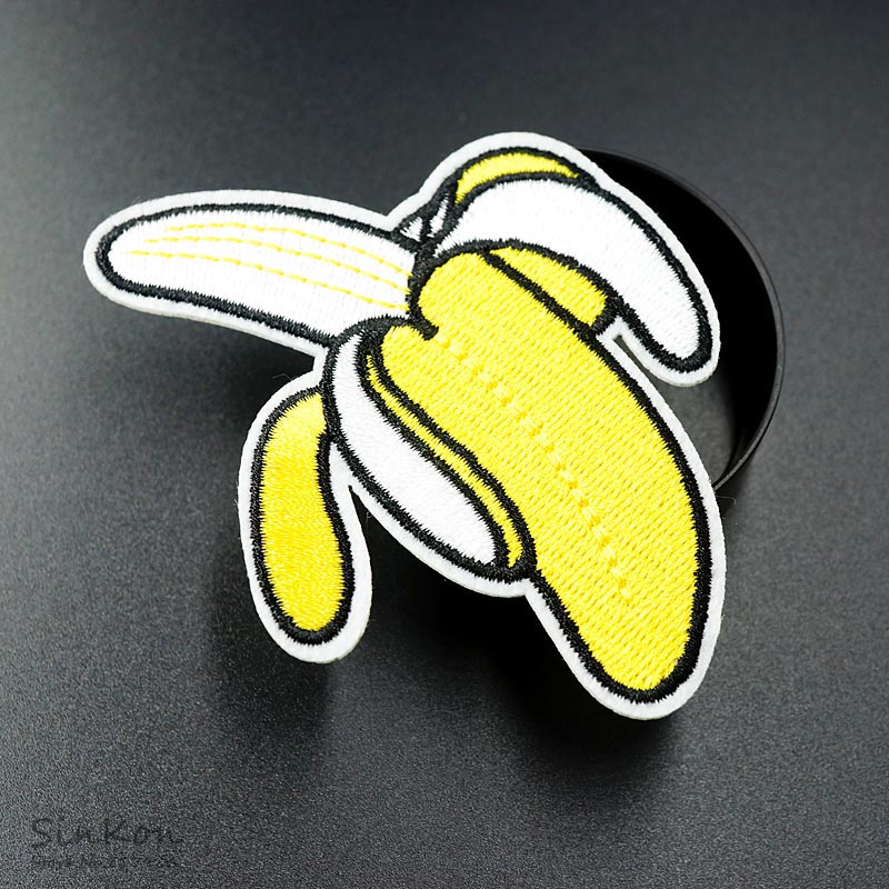Banaan (Size:6.8X8.5cm) geborduurde Patch Voor Kleding Ijzer Op Naaien Applique Leuke Patch Stof Kleding Schoenen Tassen Diy Decoratie