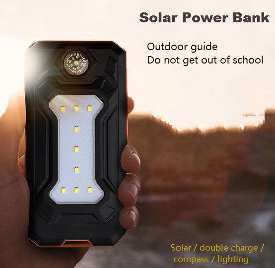Colaier Solar Power Bank Dual USB 20000 mAh Waterdichte PowerBank Bateria Externe Draagbare Zonnepaneel met LED Bourgondië
