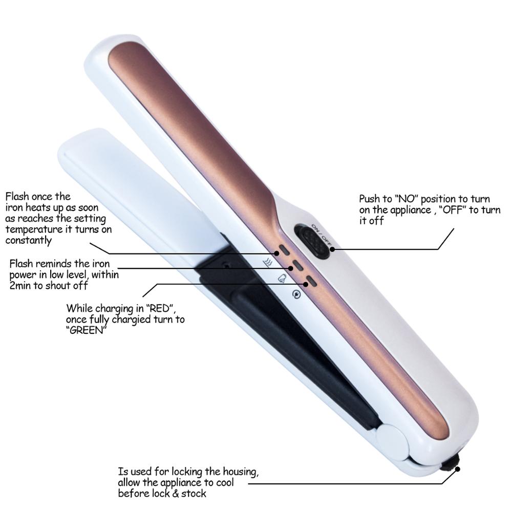UKLISS Portable USB Hair Straightener Cordless Mini Flat Iron Hairs Straightening Recharging Hairs Tools Portable Hair Styling