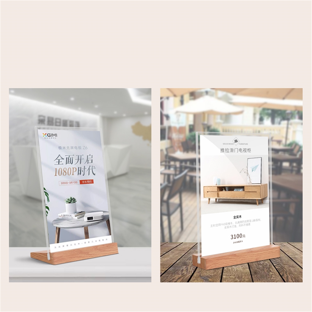 Letrero de acrílico tipo T para mesa, tablero fuerte de doble cara para exhibición de carteles, estante para tarjetas, soporte de papel A4 A6, estilo L, A6