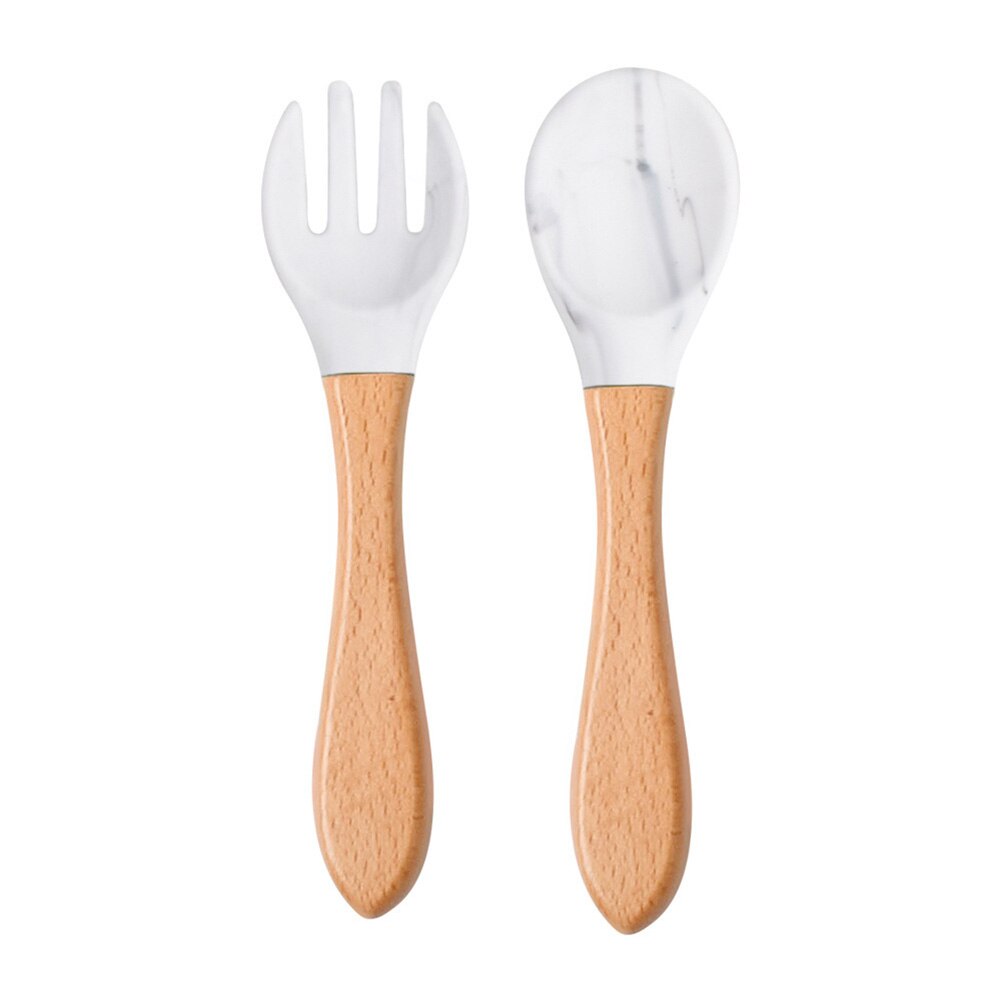 Baby Lepel Siliconen Houten Babyvoeding Lepel Accessoires Kinderen Verjaardagscadeautjes Veiligheid Kinderen Leren Eten Tool: Style A
