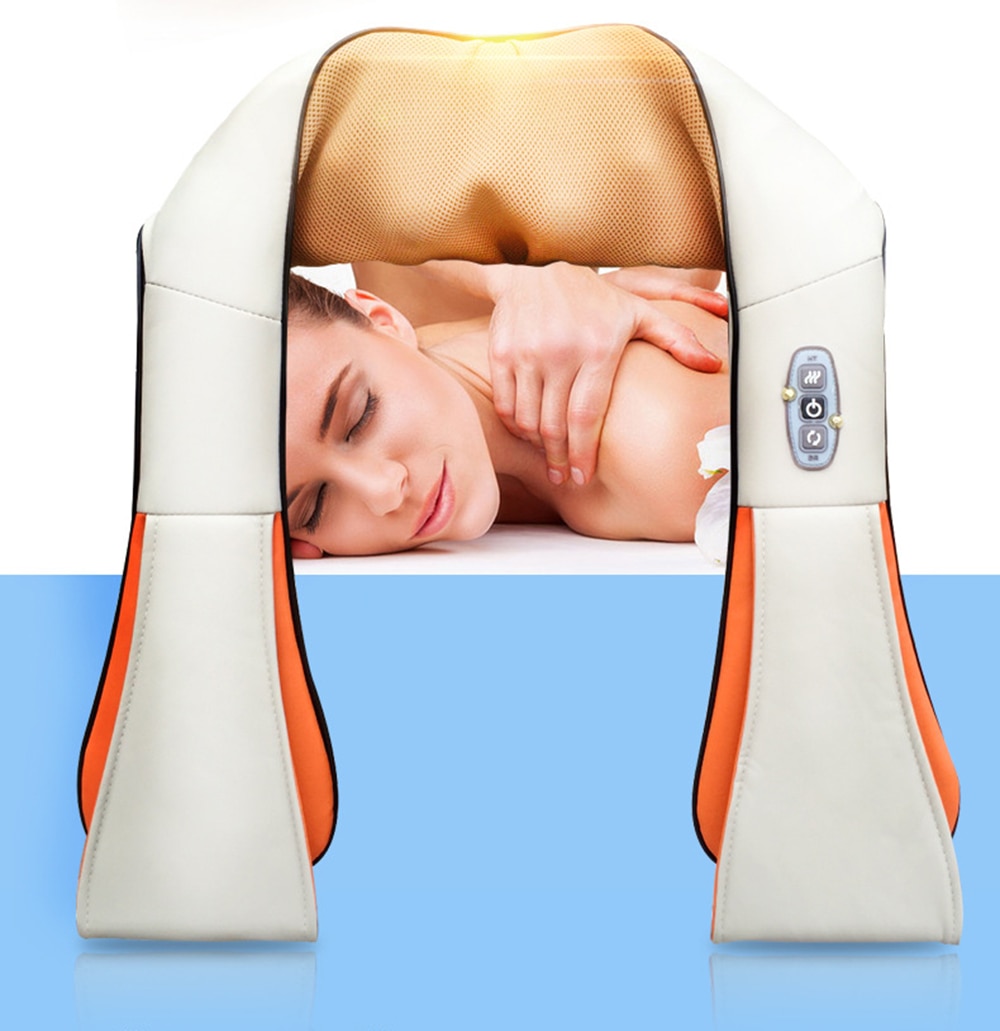 Electrical Neck Shoulder Back Body Massager Shiatsu Kneading Massage Pillow with Infrared Heating Car Home