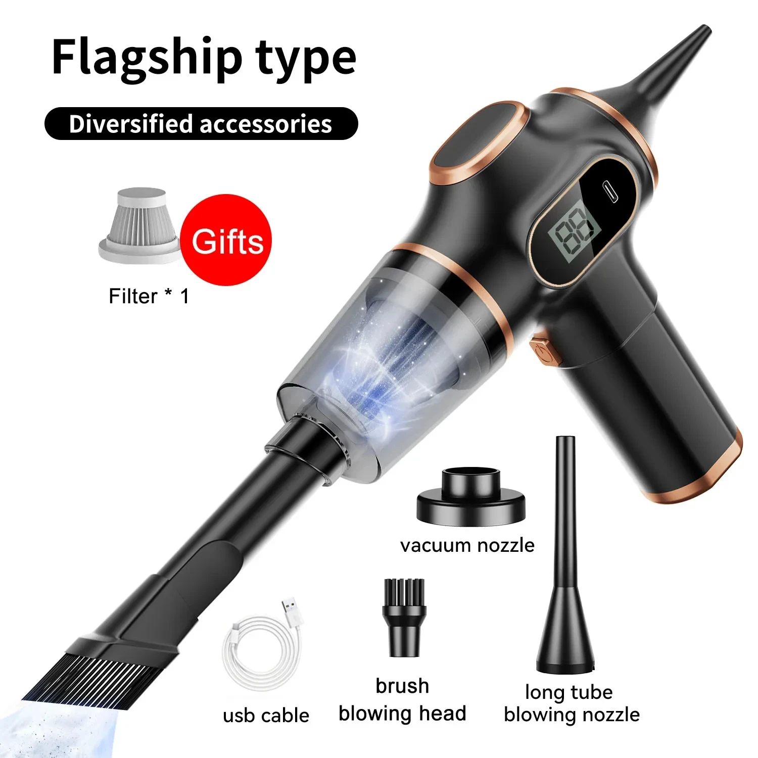 OnePlus Wireless Car Vacuum Cleaner Home Appliance High Power With Display Screen Office Car Carpet Sofa Household Cleaner: WHITE