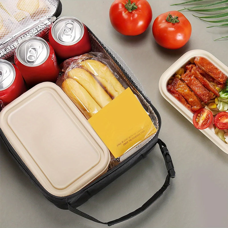 Portable Large Capacity Insulated Lunch Box, Reusable Lunch Bag for Men Women, Waterproof Oxford Cloth Insulated Cooler Bag