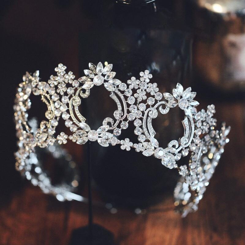 A51 Round Wedding Crowns Royal Bride Headpiece Hair Jewelry Luxury Bridal Tiaras Women Headwear Amazing Big King Crown: A116 Silver