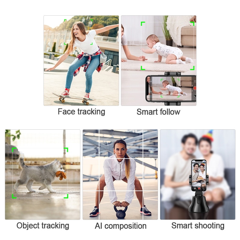 360 Rotation Auto Face Track Camera Smart Shoot Camera Portable Auto-tracking Capture Selfie Sticks Photo Vlog Live Video Record