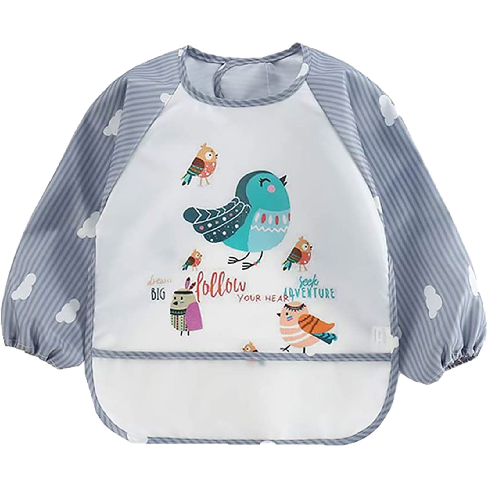 Slabbers Waterdichte Lange Mouwen Anti-Dragen Cartoon Bib Omgekeerde Gown Babyvoeding Bib Bavoir Manches Longues Baby Accessoires: Sky Blue