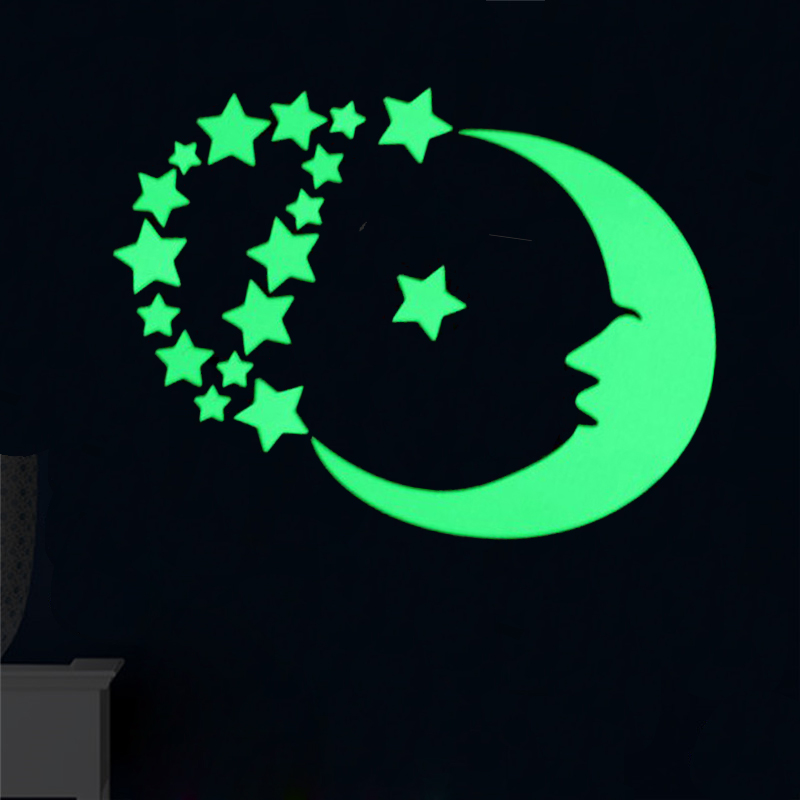 Moon Star Pattern Glow Sticker For Kids Bedroom Ceiling Decoration Luminous Wall Mural Art Diy Girls Decals Pvc Poster