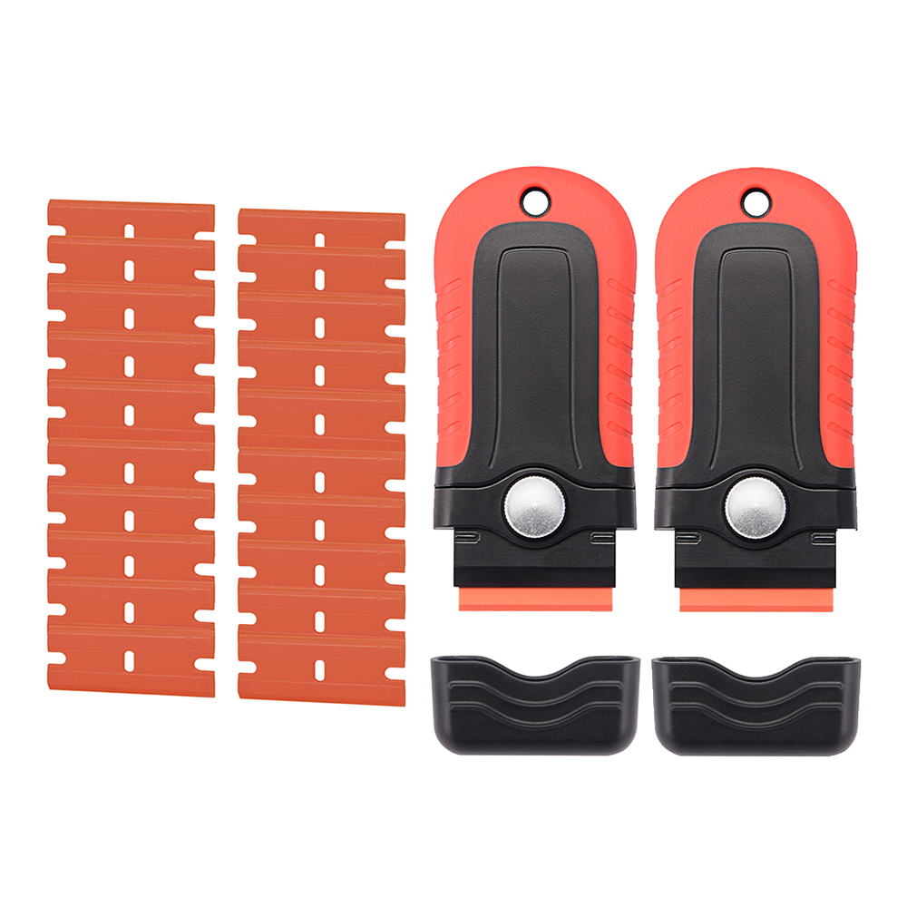 EHDIS 2 uds raspador de cuchillas de afeitar con caja de almacenamiento de cuchillas removedor de tinjes de ventana de envoltura de vinilo de carbono + 20 piezas cuchillas de Metal/plástico de 1,5 pulgadas: Negro